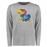 Kansas Jayhawks Big x26 Tall Classic Primary Long Sleeve WEM T-Shirt - Ash,baseball caps,new era cap wholesale,wholesale hats
